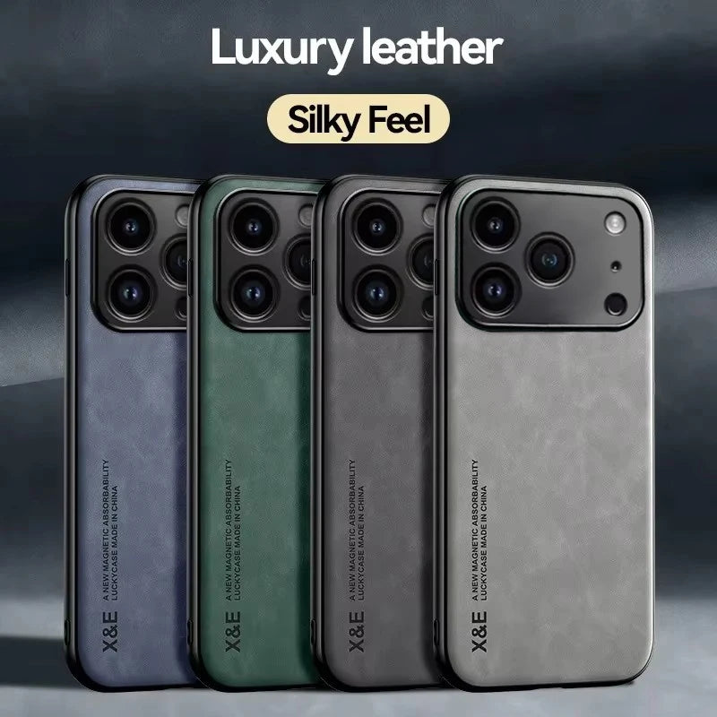 Luxury Leather iPhone 17 Pro Max Case - Shockproof Cover for Ultimate Protection