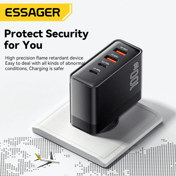 Essager 100W GaN USB Type C Car Charger for Quick Charge 4.0/3.0 - Fast Charging Solution for iPhone 14/13/12, Xiaomi, and MacBook