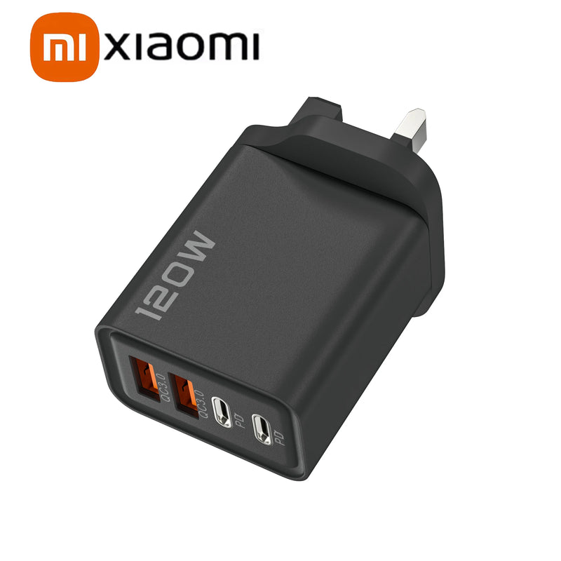Xiaomi 120W Fast Charger 4 Port USB Type C Quick Charge 3.0 Adapter for iPhone Samsung Huawei