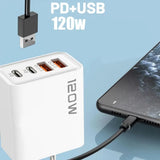 Xiaomi 120W Fast Charger 4 Port USB Type C Quick Charge 3.0 Adapter for iPhone Samsung Huawei