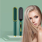 2-in-1 Electric Hair Straightening Comb with LCD Display and Curling Tool