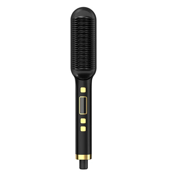 2-in-1 Electric Hair Straightening Comb with LCD Display and Curling Tool