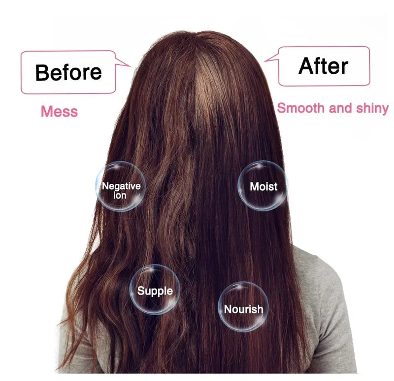 4 in 1 Hair Straightener, Curling Iron, and Hot Air Comb for Volumizing and Drying