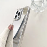 Luxury Makeup Mirror Phone Case for iPhone 16 15 14 13 12 11 Pro Max - Hard Acrylic Shockproof Bumper Cover