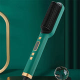 2-in-1 Electric Hair Straightening Comb with LCD Display and Curling Tool