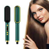 2-in-1 Electric Hair Straightening Comb with LCD Display and Curling Tool
