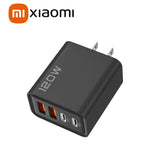 Xiaomi 120W Fast Charger 4 Port USB Type C Quick Charge 3.0 Adapter for iPhone Samsung Huawei