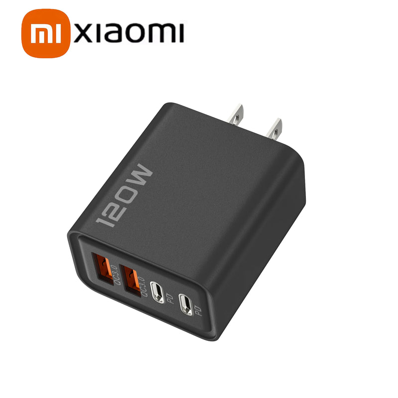 Xiaomi 120W Fast Charger 4 Port USB Type C Quick Charge 3.0 Adapter for iPhone Samsung Huawei
