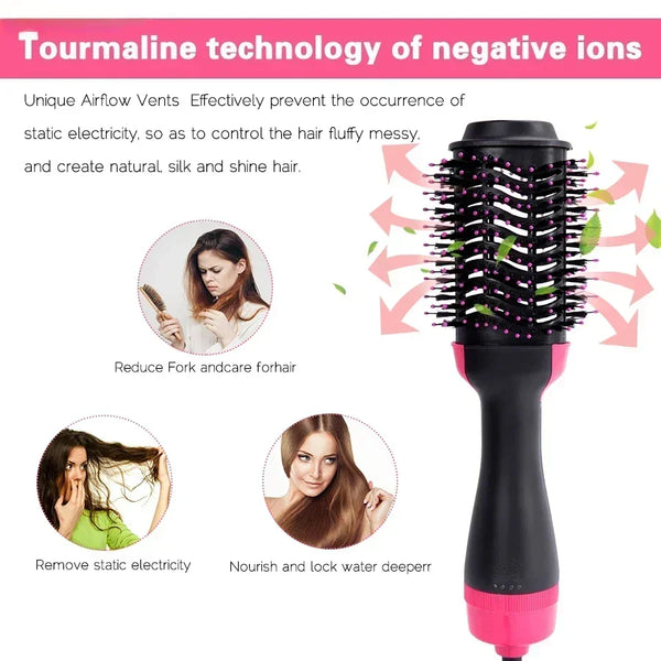 4 in 1 Hair Straightener, Curling Iron, and Hot Air Comb for Volumizing and Drying