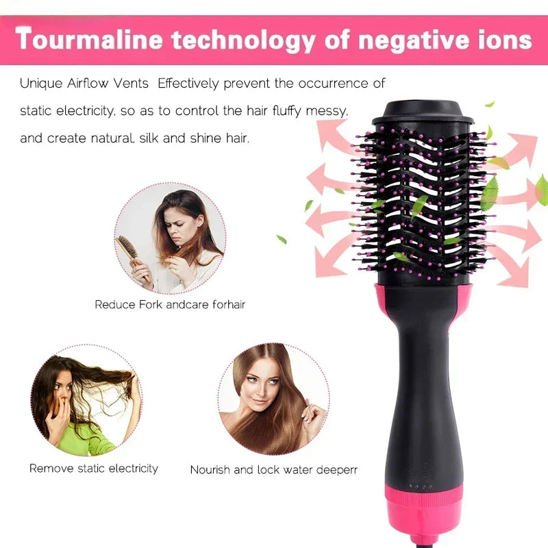 4 in 1 Hair Straightener, Curling Iron, and Hot Air Comb for Volumizing and Drying