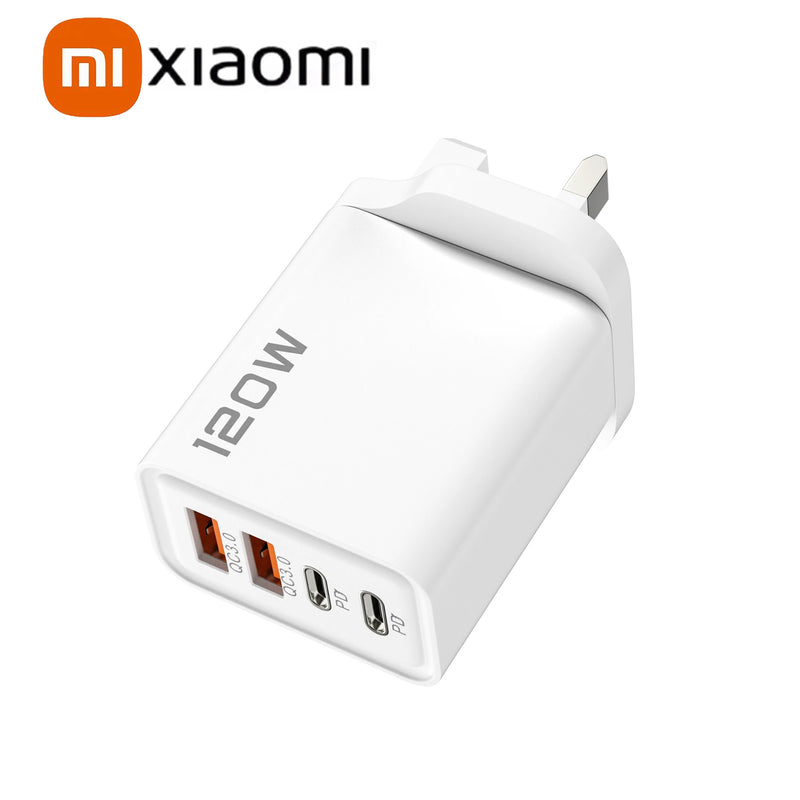 Xiaomi 120W Fast Charger 4 Port USB Type C Quick Charge 3.0 Adapter for iPhone Samsung Huawei
