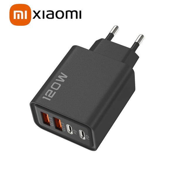 Xiaomi 120W Fast Charger 4 Port USB Type C Quick Charge 3.0 Adapter for iPhone Samsung Huawei