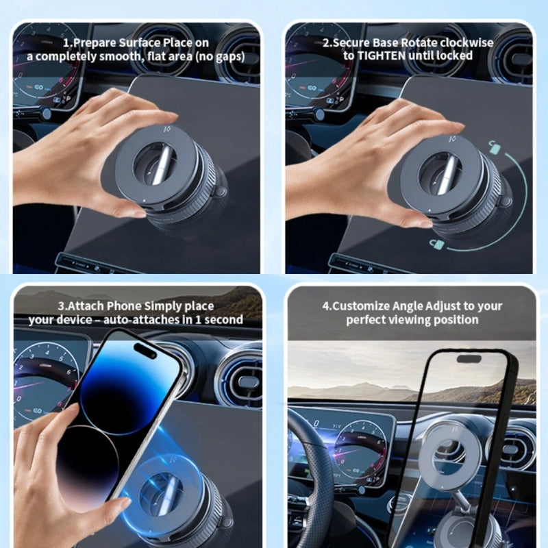 Foldable Magnetic Car Phone Holder – 360° Rotating Suction Cup Mount