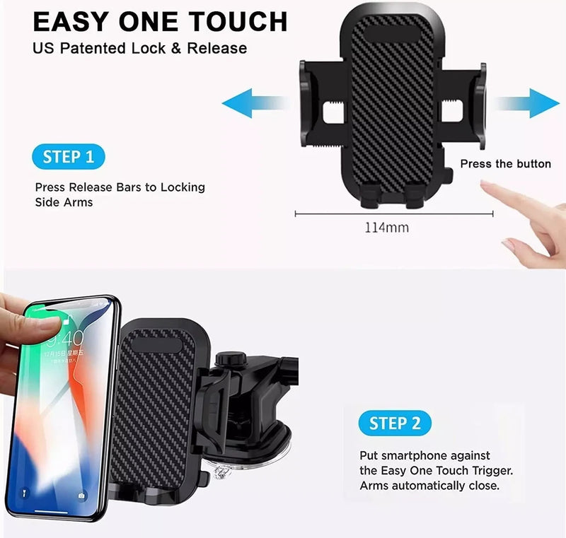 360° Car Phone Holder – Universal Mount for Windshield, Dashboard, Air Vent & Desk