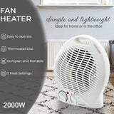 KW Portable Electric Heater - 2000W Upright Hot Air Fan with Overheat Protection