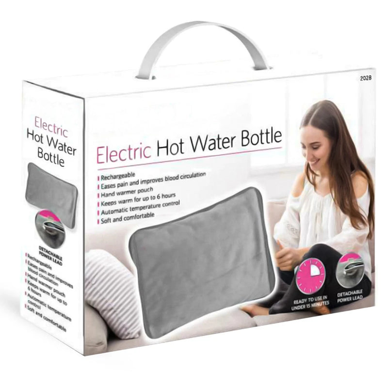 Rechargeable Hot Water Bottle – Grey Bed Hand Warmer & Massaging Heat Pad