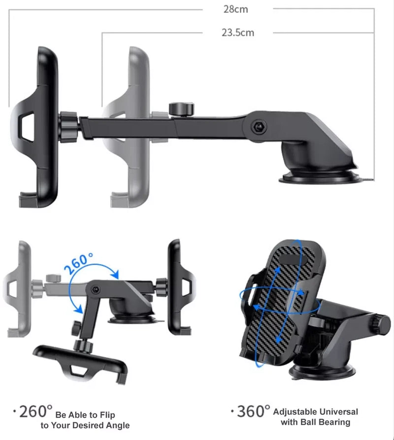 360° Car Phone Holder – Universal Mount for Windshield, Dashboard, Air Vent & Desk