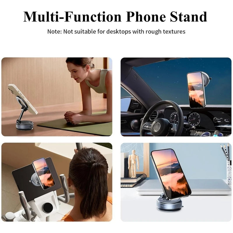 Foldable Magnetic Car Phone Holder – 360° Rotating Suction Cup Mount
