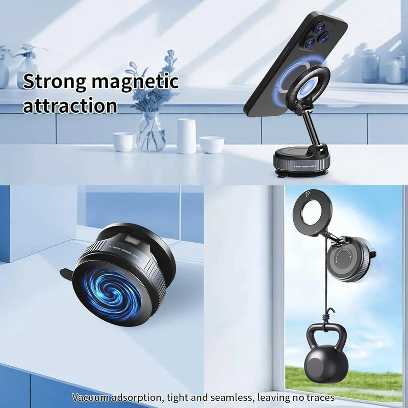 Foldable Magnetic Car Phone Holder – 360° Rotating Suction Cup Mount