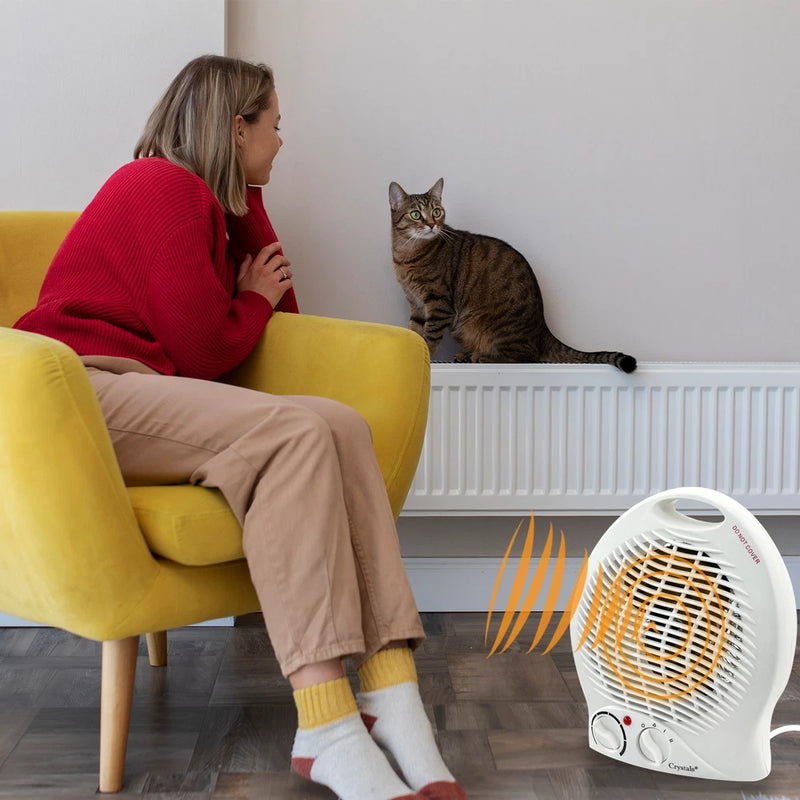 KW Portable Electric Heater - 2000W Upright Hot Air Fan with Overheat Protection