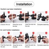 360° Car Phone Holder – Universal Mount for Windshield, Dashboard, Air Vent & Desk
