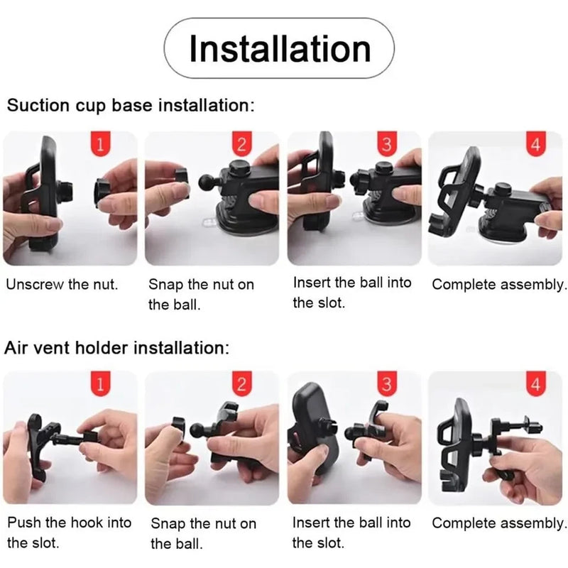 360° Car Phone Holder – Universal Mount for Windshield, Dashboard, Air Vent & Desk