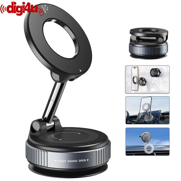 Foldable Magnetic Car Phone Holder – 360° Rotating Suction Cup Mount